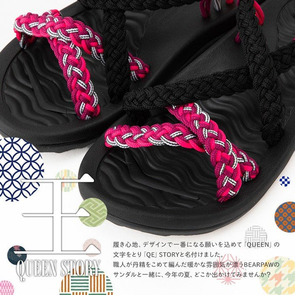 ベアパウ レディース 女性 婦人 浴衣 ビーチサンダル 下駄風サンダル ハンドメイド 痛くない BEARPAW QE STORY BESS-002 PURPLE