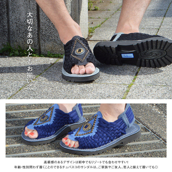 チュバスコ アズテックコンチョ ユニセックスサンダル ブラック×デニム Chubasco AZTEC CONCHO BLACKxDENIM AC2101U
