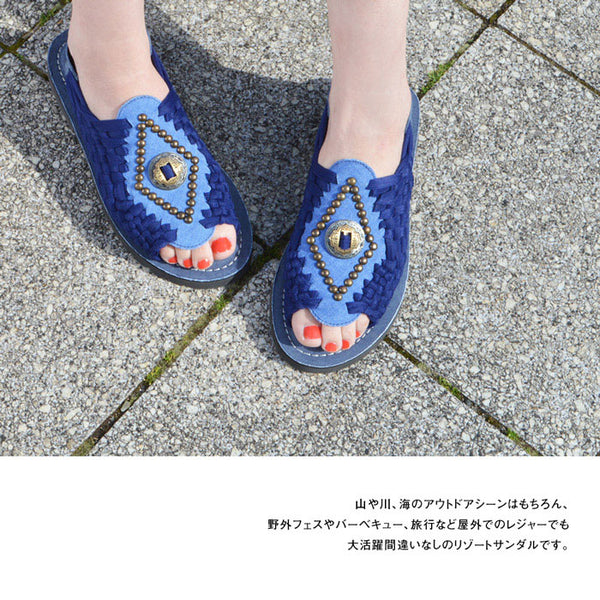 チュバスコ アズテックコンチョ ユニセックスサンダル ブラック×デニム Chubasco AZTEC CONCHO BLACKxDENIM AC2101U