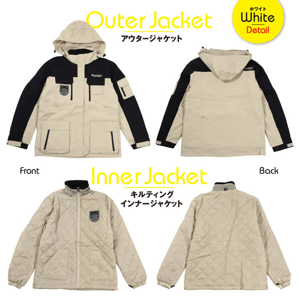 【全2色】FOG-002L レディース レイヤード アウター ジャケット 3way 3in1 フォーセンス 女性 婦人 暖かい 撥水 防寒 雪 春 秋 冬