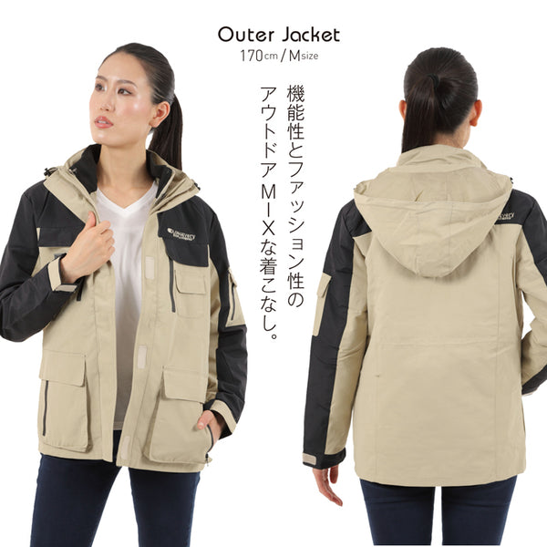 【全2色】FOG-002L レディース レイヤード アウター ジャケット 3way 3in1 フォーセンス 女性 婦人 暖かい 撥水 防寒 雪 春 秋 冬