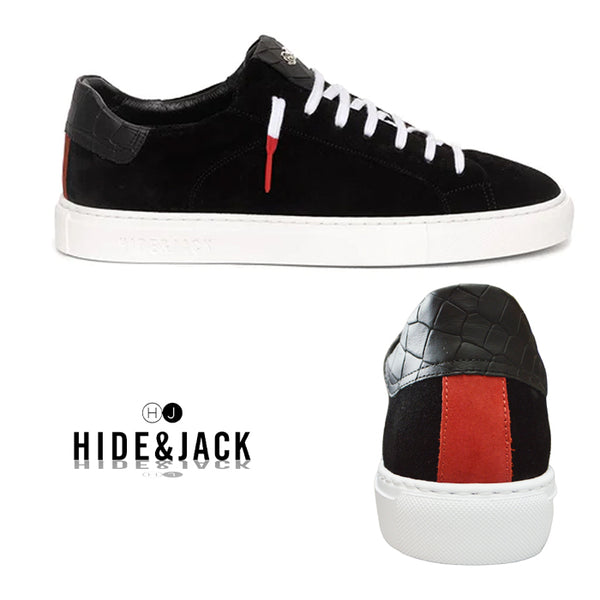 【全2色】ハイドアンドジャック スニーカー メンズ カジュアル イタリア ブランド クロコ カフスエード 大きいサイズ HIDE&JACK OILRBLKWHT OILYBLUWHT