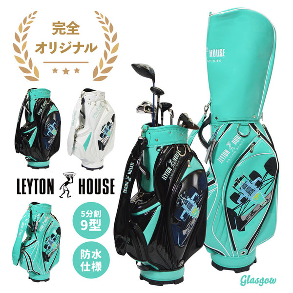 【全3色】レイトンハウス ゴルフ キャディバッグ メンズ レディース 防水 キャディーバッグ エナメル  カート型 完全オリジナル グラスゴー 合成皮革 ネームプレート付き LEG-220