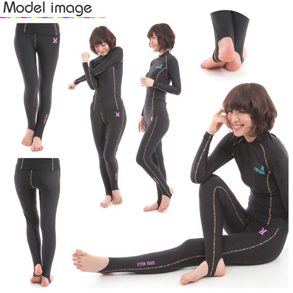 レイトンハウス レディースラッシュガードパンツ トレンカ ブラック×ピンク LEYTON HOUSE LRT-301P BLACK×PINK