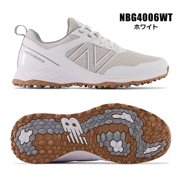 【全2色】ニューバランス ゴルフシューズ メンズ NBG4006 スパイクレス 紳士 シューズ スニーカー シューレース ゴルフ 防水 ホワイト グレー ヘザー ブルー ネイビー