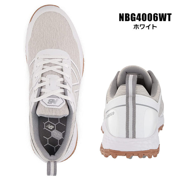 【全2色】ニューバランス ゴルフシューズ メンズ NBG4006 スパイクレス 紳士 シューズ スニーカー シューレース ゴルフ 防水 ホワイト グレー ヘザー ブルー ネイビー
