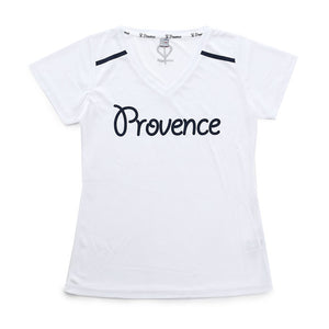 プロヴァンス レディース半袖Vネック スポーツTシャツ ホワイト×ネイビー PROVENCE PRV-101L WHITE×NAVY