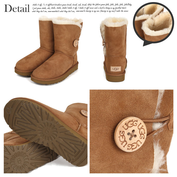 【全3色】UGG ブーツ レディース ブランド アグ ベイリーボタン2 1016226 靴 カウスエード 撥水 軽量 裏ボア ボタン ホック シンプル 旅行