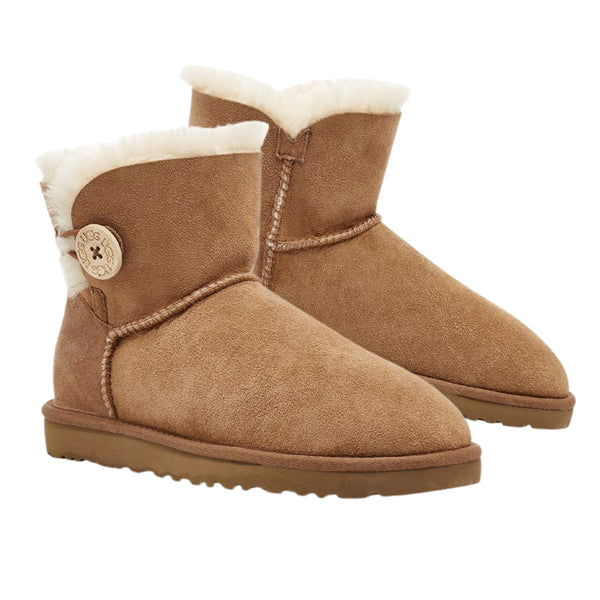 【全3色】UGG ブーツ レディース ブランド アグ ミニベイリーボタン2 スエード 撥水 軽量 裏ボア ボタン ホック シンプル 旅行 チェスナット