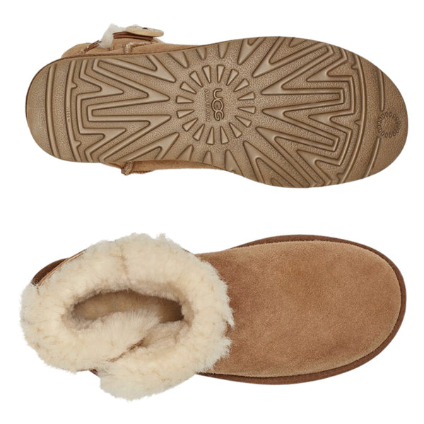 【全3色】UGG ブーツ レディース ブランド アグ ミニベイリーボタン2 スエード 撥水 軽量 裏ボア ボタン ホック シンプル 旅行 チェスナット
